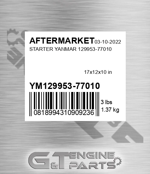 YM129953-77010 Starter Yanmar 129953-77010 for AFTERMARKET