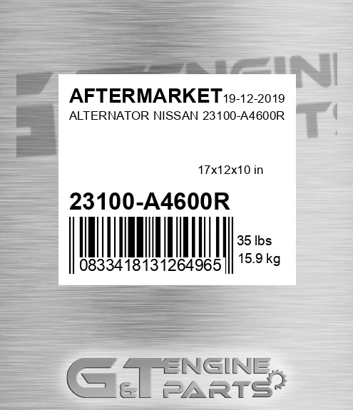 23100-A4600R Alternator Nissan 23100-a4600r for AFTERMARKET