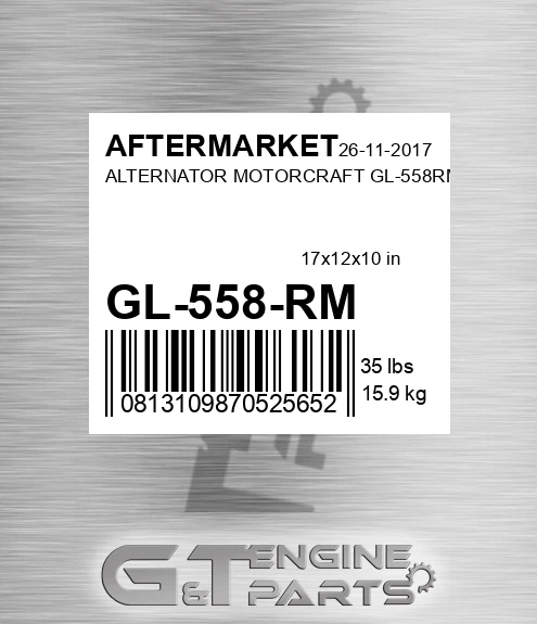 GL-558-RM Alternator Motorcraft Gl-558rm for AFTERMARKET