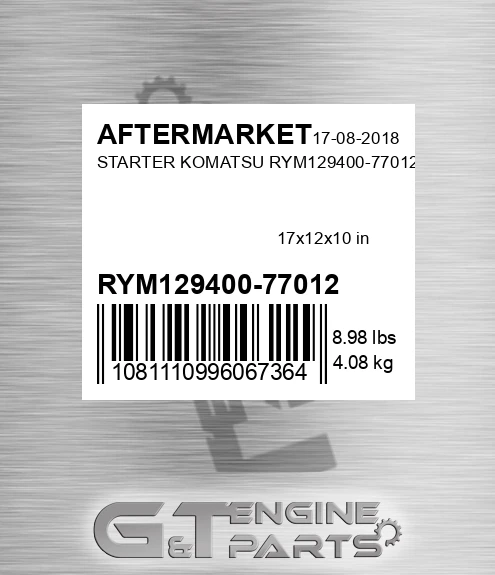 RYM129400-77012 Starter Komatsu Rym129400-77012 for AFTERMARKET