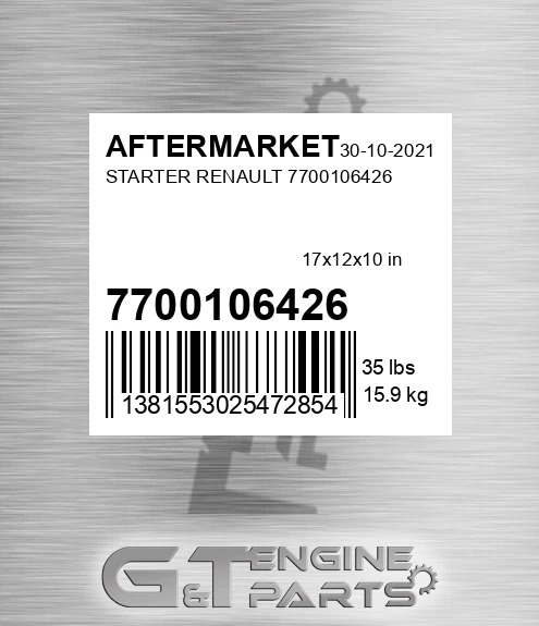 7700106426 Starter Renault for AFTERMARKET