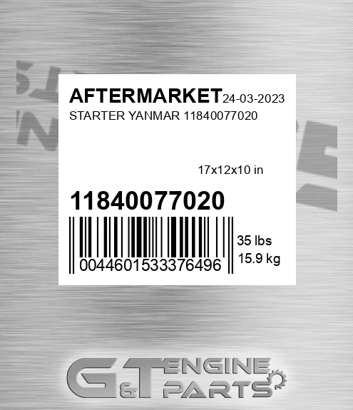 11840077020 Starter Yanmar 11840077020 for AFTERMARKET
