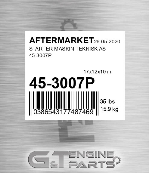 45-3007P Starter Maskin Teknisk As 45-3007p for AFTERMARKET