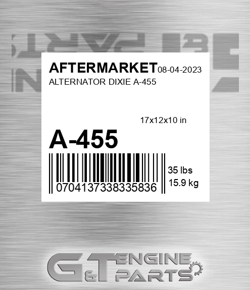 A-455 Alternator Dixie A-455 for AFTERMARKET