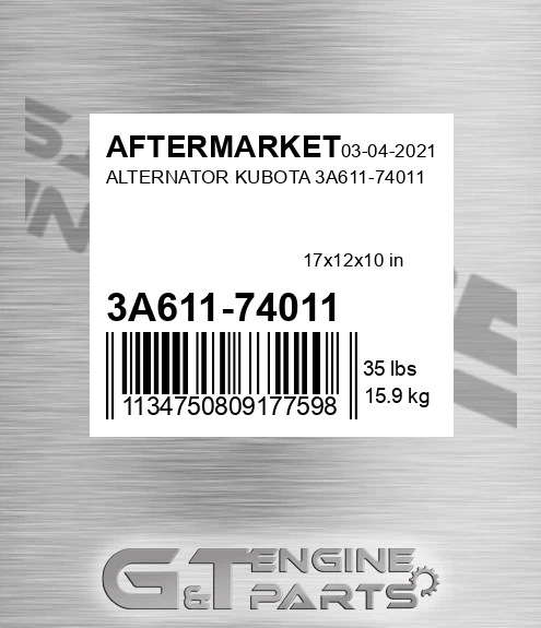 3A611-74011 Alternator Kubota 3a611-74011
