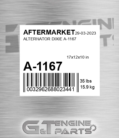 A-1167 Alternator Dixie A-1167 for AFTERMARKET