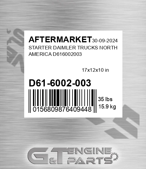 D61-6002-003 Starter Daimler Trucks North America D616002003 for AFTERMARKET