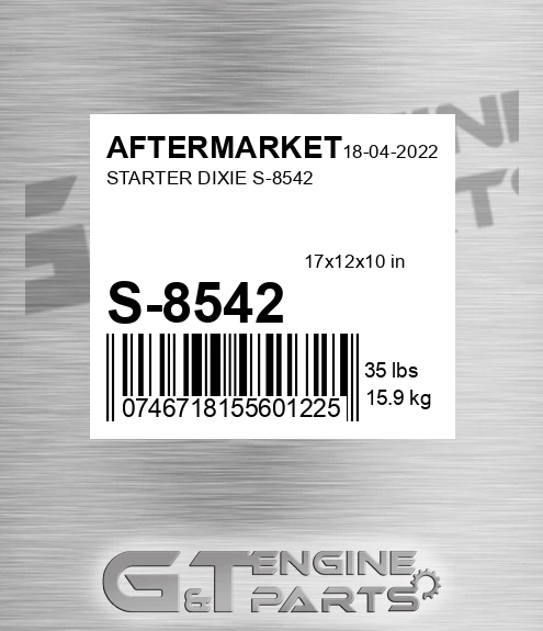 S-8542 Starter Dixie S-8542 for AFTERMARKET