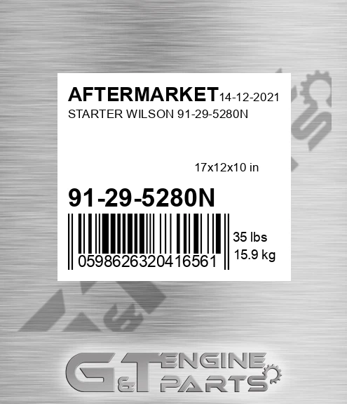 91-29-5280N Starter Wilson 91-29-5280n for AFTERMARKET
