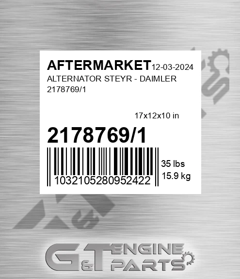 2178769/1 Alternator Steyr - Daimler 2178769/1 for AFTERMARKET
