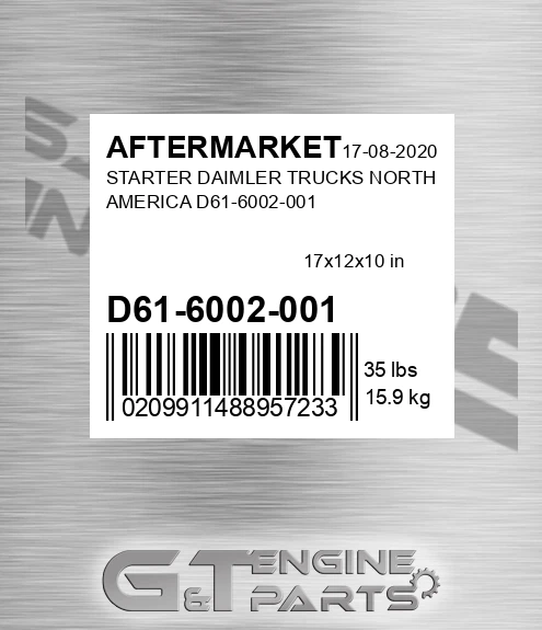 D61-6002-001 Starter Daimler Trucks North America D61-6002-001 for AFTERMARKET