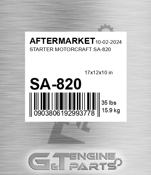 SA-820 Starter Motorcraft Sa-820 for AFTERMARKET