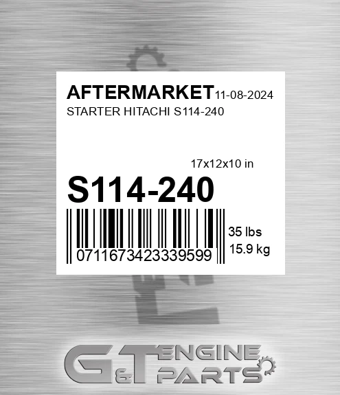 S114-240 Starter Hitachi S114-240 for AFTERMARKET