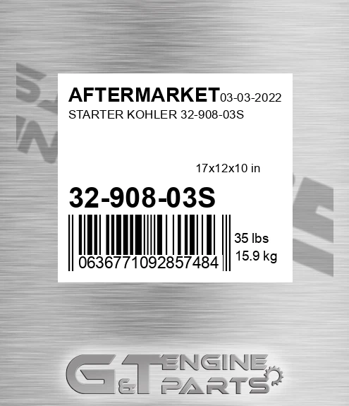 32-908-03S Starter Kohler 32-908-03s for AFTERMARKET