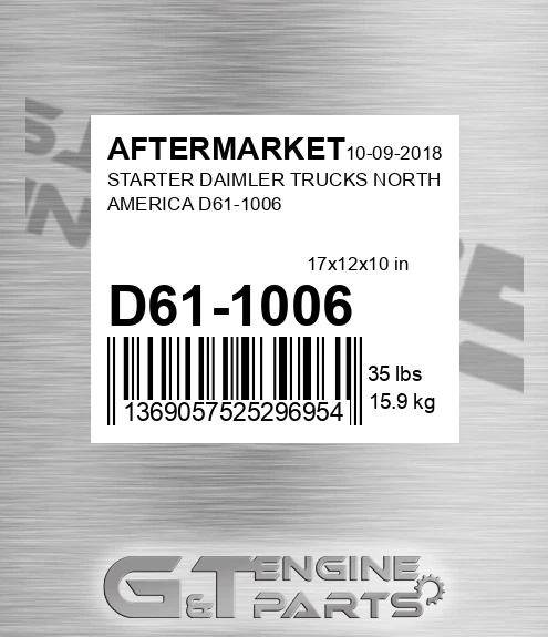 D61-1006 Starter Daimler Trucks North America D61-1006 for AFTERMARKET