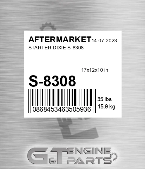 S-8308 Starter Dixie S-8308 for AFTERMARKET