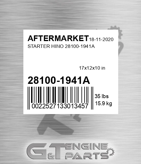 28100-1941A Starter Hino 28100-1941a for AFTERMARKET
