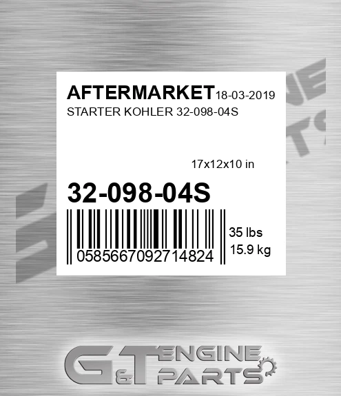 32-098-04S Starter Kohler 32-098-04s for AFTERMARKET