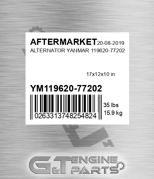 YM119620-77202 Alternator Yanmar 119620-77202 for AFTERMARKET