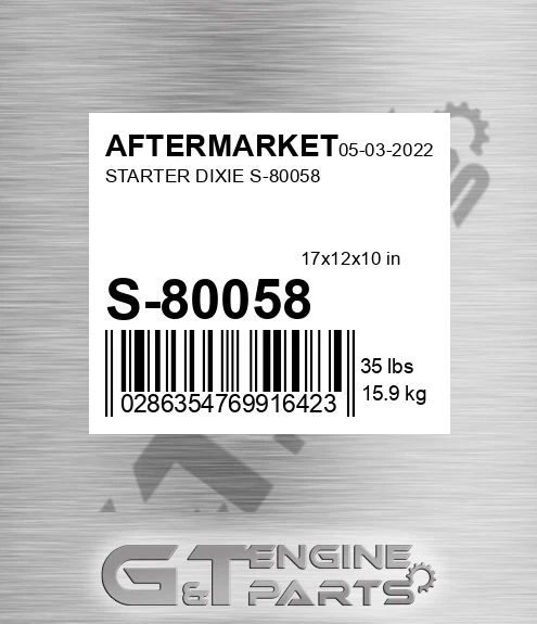S-80058 Starter Dixie S-80058 for AFTERMARKET