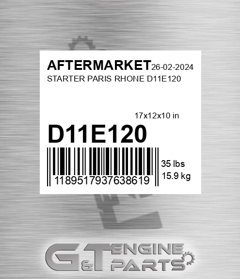D11E120 Starter Paris Rhone for AFTERMARKET