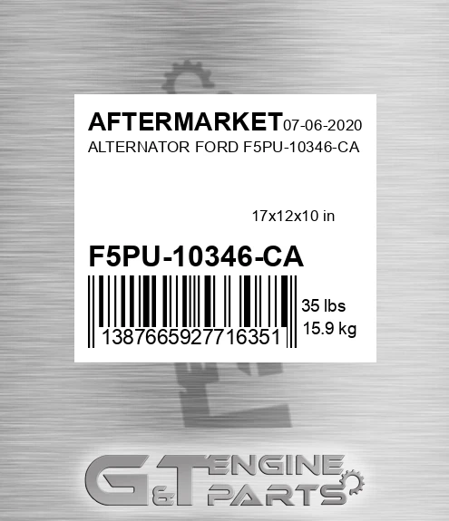 F5PU-10346-CA Alternator Ford F5pu-10346-ca for AFTERMARKET