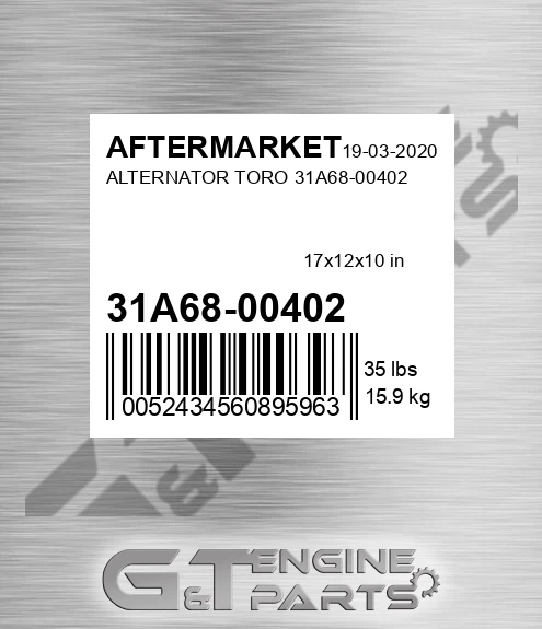 31A68-00402 Alternator Toro 31a68-00402
