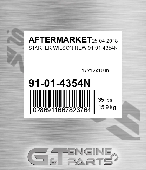 91-01-4354N Starter Wilson New 91-01-4354n for AFTERMARKET