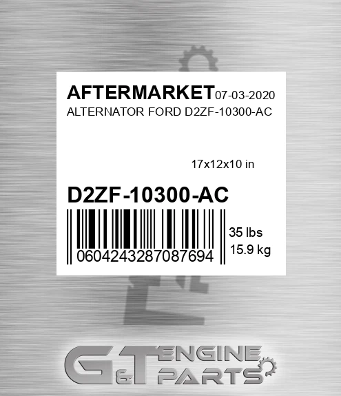 D2ZF-10300-AC Alternator Ford D2zf-10300-ac for AFTERMARKET