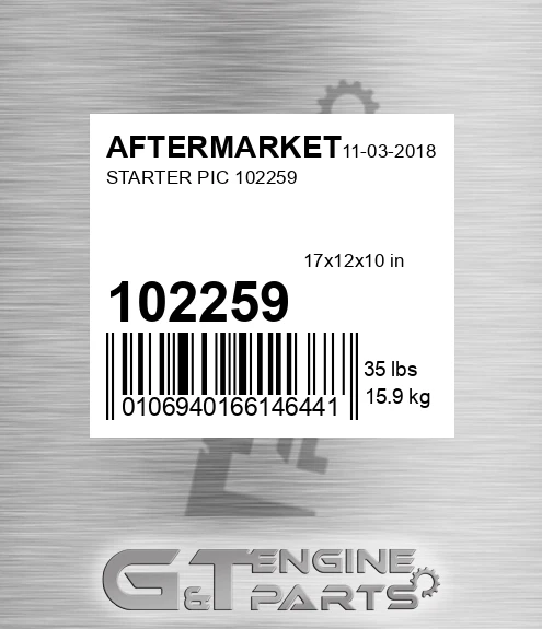 102259 Starter Pic 102259 for AFTERMARKET