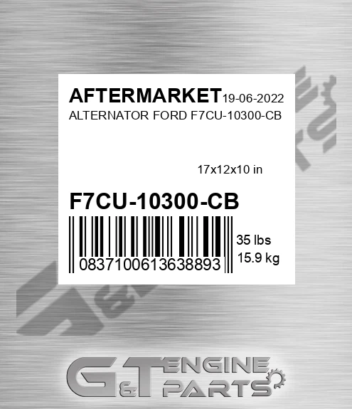 F7CU-10300-CB Alternator Ford F7cu-10300-cb for AFTERMARKET