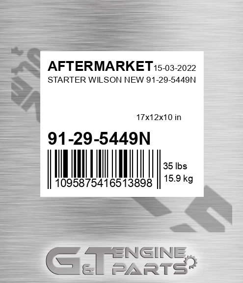 91-29-5449N Starter Wilson New 91-29-5449n for AFTERMARKET