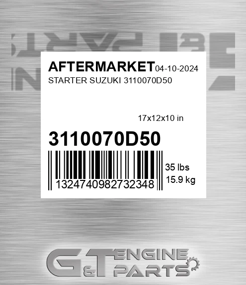 3110070D50 Starter Suzuki 3110070d50 for AFTERMARKET