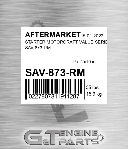 SAV-873-RM Starter Motorcraft Value Series Sav-873-rm for AFTERMARKET