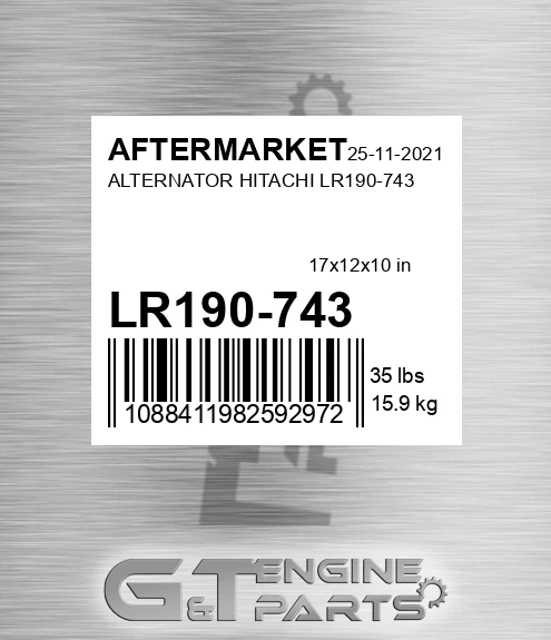 LR190-743 Alternator Hitachi Lr190-743 for AFTERMARKET