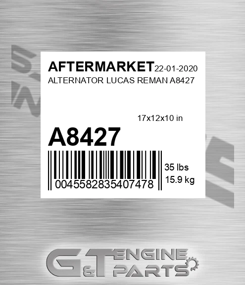 A8427 Alternator Lucas Reman for AFTERMARKET
