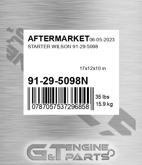 91-29-5098N Starter Wilson 91-29-5098 for AFTERMARKET