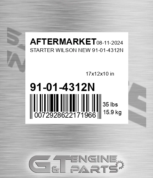 91-01-4312N Starter Wilson New 91-01-4312n for AFTERMARKET