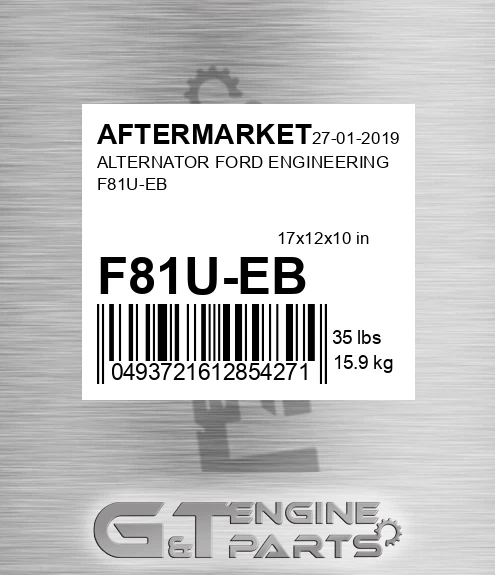 F81U-EB Alternator Ford Engineering F81u-eb for AFTERMARKET