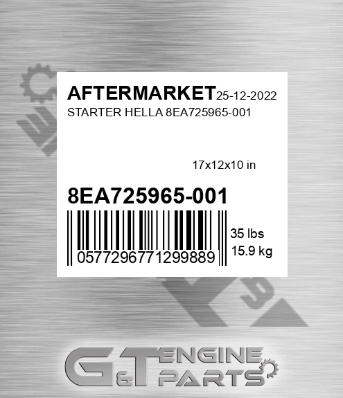 8EA725965-001 Starter Hella 8ea725965-001 for AFTERMARKET