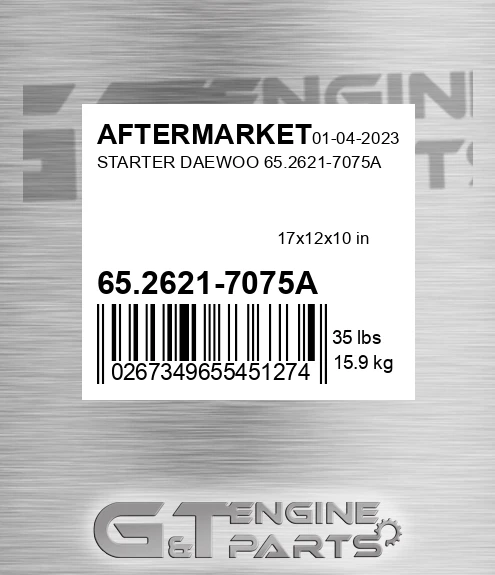 65.2621-7075A Starter Daewoo 65.2621-7075a for AFTERMARKET