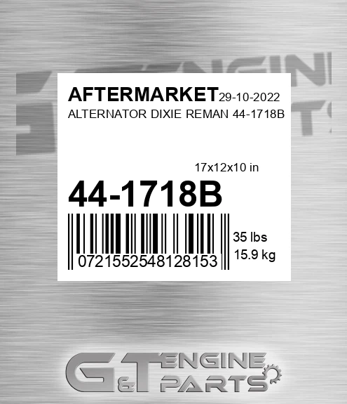 44-1718B Alternator Dixie Reman 44-1718b for AFTERMARKET