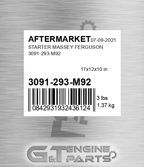 3091-293-M92 Starter Massey Ferguson 3091-293-m92 for AFTERMARKET
