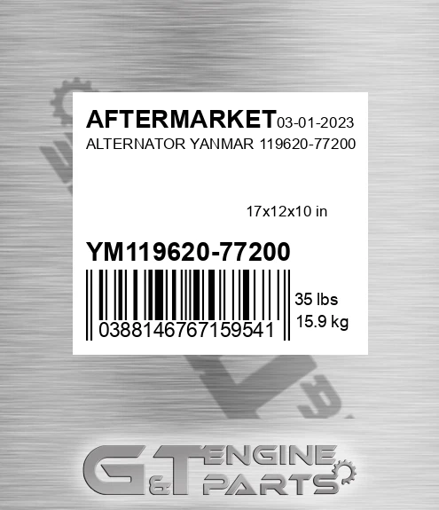 YM119620-77200 Alternator Yanmar 119620-77200 for AFTERMARKET