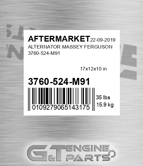 3760-524-M91 Alternator Massey Ferguson 3760-524-m91 for AFTERMARKET