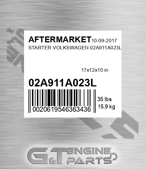 02A911A023L Starter Volkswagen for AFTERMARKET