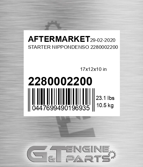 2280002200 Starter Nippondenso 2280002200 for AFTERMARKET