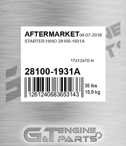 28100-1931A Starter Hino 28100-1931a for AFTERMARKET
