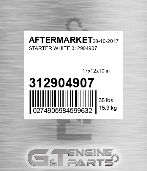 312904907 Starter White for AFTERMARKET