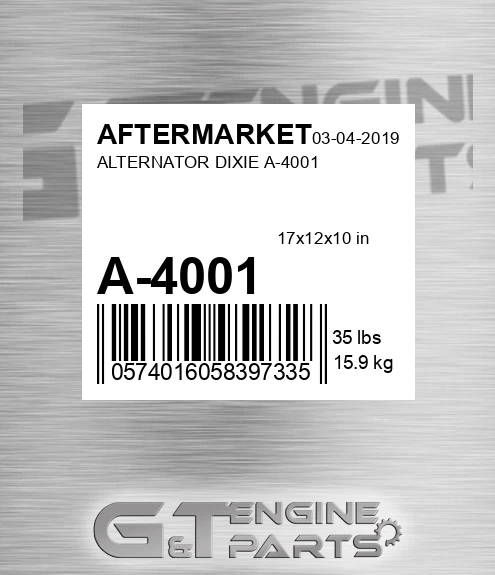 A-4001 Alternator Dixie A-4001 for AFTERMARKET